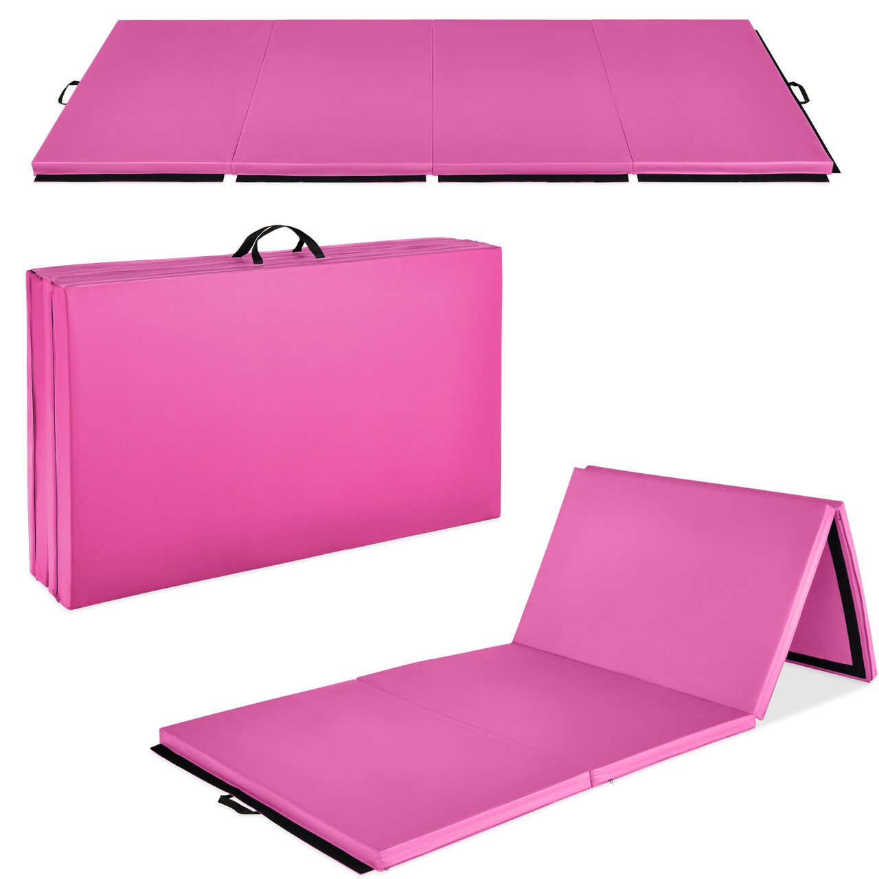 Best Choice Products 10ftx4ftx2in Folding Gymnastics Mat 4-Panel Exercise Workout Floor Mats w/ Handles